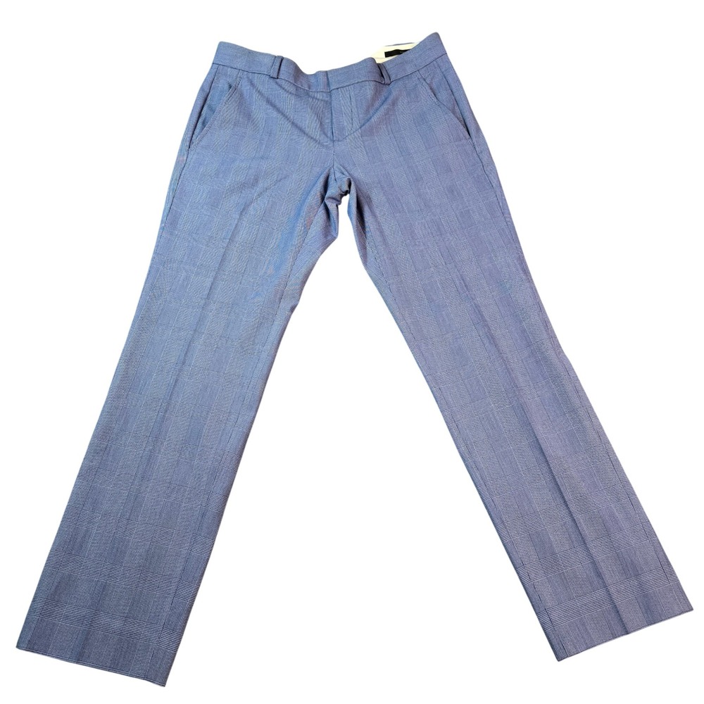 Banana Republic Ryan Blue Glen Plaid Slim Straight Dress Pants Women Sz 0 Petite
